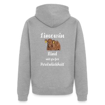 Limousin Rind I Frankreich Rinderzucht für - Unisex Premium Bio Zip Hoodie - Grau meliert - Hinten - Nico (187cm)