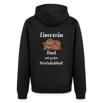 Limousin Rind I Frankreich Rinderzucht für - Unisex Premium Bio Zip Hoodie - Schwarz - Hinten - Nico (187cm)