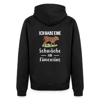 Limousin Rind I Frankreich Rinderzucht für - Unisex Premium Bio Zip Hoodie - Schwarz - Hinten - Nico (187cm)