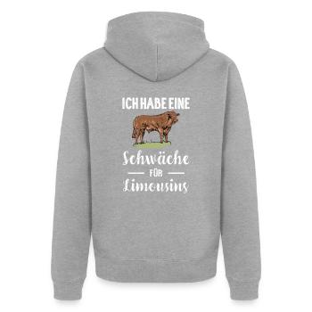 Limousin Rind I Frankreich Rinderzucht für - Unisex Premium Bio Zip Hoodie - Grau meliert - Hinten - Nico (187cm)