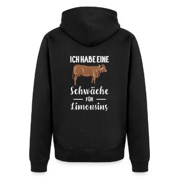 Limousin Rind I Frankreich Rinderzucht für - Unisex Premium Bio Zip Hoodie - Schwarz - Hinten - Nico (187cm)
