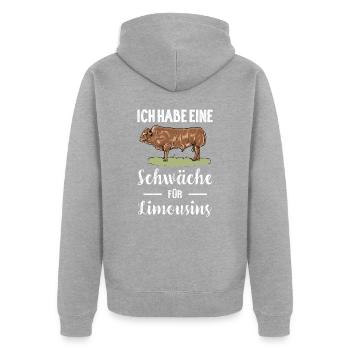 Limousin Rind I Frankreich Rinderzucht für - Unisex Premium Bio Zip Hoodie - Grau meliert - Hinten - Nico (187cm)