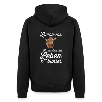 Limousin Rind I Frankreich Rinderzucht für - Unisex Premium Bio Zip Hoodie - Schwarz - Hinten - Nico (187cm)