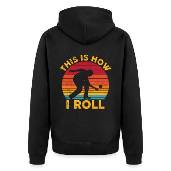 Funny Boccia Ball Retro - Unisex Premium Organic Zip Hoodie - black - Back - Nico (187cm)