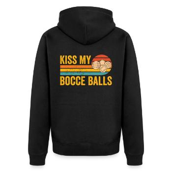 Drôle de boule de boccia rétro - Veste à capuche bio Premium Unisexe - noir - Dos - Nico (187cm)