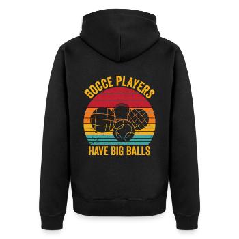 Funny Boccia Ball Retro - Unisex Premium Organic Zip Hoodie - black - Back - Nico (187cm)