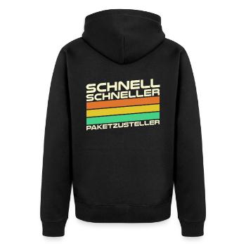 Paketbote Paketzusteller Paketdienst - Unisex Premium Bio Zip Hoodie - Schwarz - Hinten - Nico (187cm)