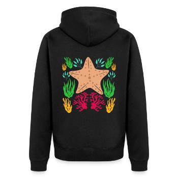 Étoile de mer dans la mer - Veste à capuche bio Premium Unisexe - noir - Dos - Nico (187cm)