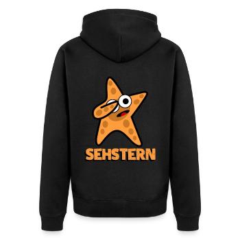 Seestern Sehstern Wortspiel Seesterne - Unisex Premium Bio Zip Hoodie - Schwarz - Hinten - Nico (187cm)