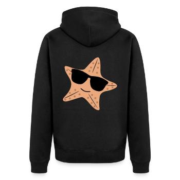Seestern mit Sonnenbrille Seesterne - Unisex Premium Bio Zip Hoodie - Schwarz - Hinten - Nico (187cm)