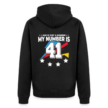 Age is just a number – 41st birthday - Unisex Premium Organic Zip Hoodie - black - Back - Nico (187cm)