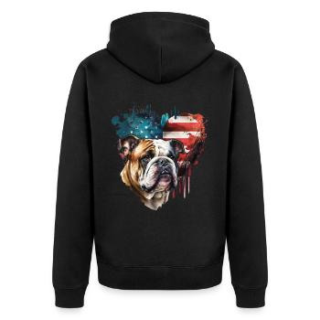Bulldog anglais États-Unis - Veste à capuche bio Premium Unisexe - noir - Dos - Nico (187cm)