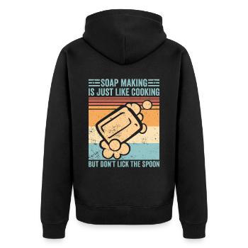 Lustige Seifenherstellung Seifenmacher - Unisex Premium Bio Zip Hoodie - Schwarz - Hinten - Nico (187cm)