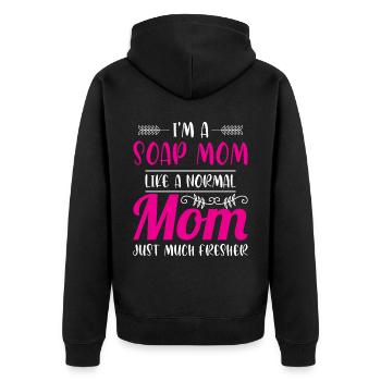 Seifenherstellung - Unisex Premium Bio Zip Hoodie - Schwarz - Hinten - Nico (187cm)