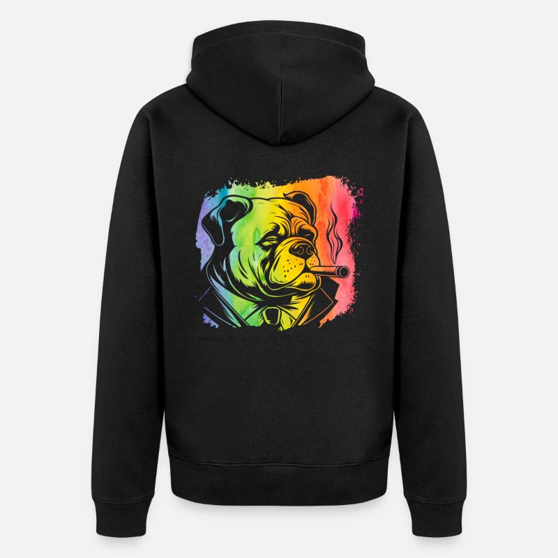 Bouledogue anglais Rétro - Veste à capuche bio Premium Unisexe - noir