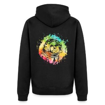 Englische Bulldogge - Unisex Premium Bio Zip Hoodie - Schwarz - Hinten - Nico (187cm)