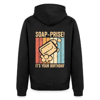 Funny soap making soap maker - Unisex Premium Organic Zip Hoodie - black - Back - Nico (187cm)