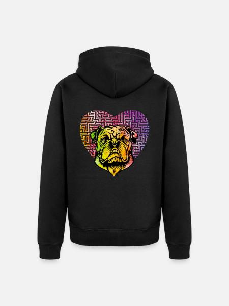 Bouledogue anglais Rétro - Veste à capuche bio Premium Unisexe - noir