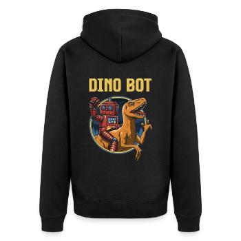 Dinosaur Dino Bot Rex Saurus Gift - Unisex Premium Organic Zip Hoodie - black - Back - Nico (187cm)