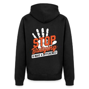 Bullying Prevention Kindness - Unisex Premium Organic Zip Hoodie - black - Back - Nico (187cm)