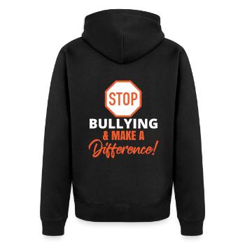 Tag der Einheit Anti-Mobbing - Unisex Premium Bio Zip Hoodie - Schwarz - Hinten - Nico (187cm)