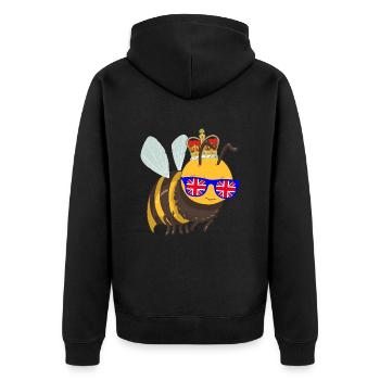 Biene Königin Queen Elizabeth II Sonnenbrillen - Unisex Premium Bio Zip Hoodie - Schwarz - Hinten - Nico (187cm)