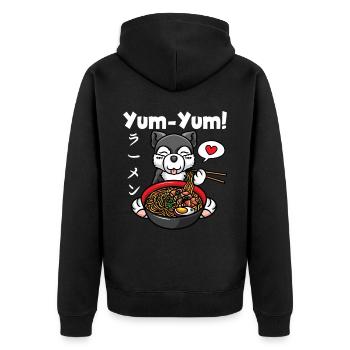 Anime Dog Ramen Noodles Husky Kawaii - Veste à capuche bio Premium Unisexe - noir - Dos - Nico (187cm)