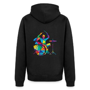 Tambour polygonal musical bas - Veste à capuche bio Premium Unisexe - noir - Dos - Nico (187cm)