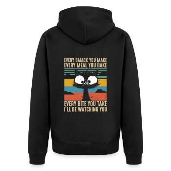 Every Smack Every Meal Every Bite I'll Be Watching - Unisex Premium Organic Zip Hoodie - black - Back - Nico (187cm)
