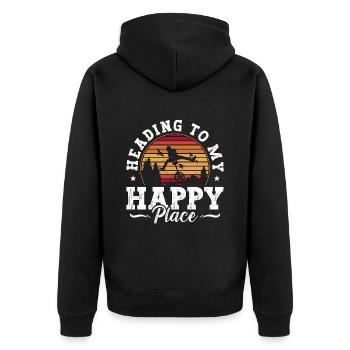 Unicycle Heading To My Happy Unicycling Unicyclist - Unisex Premium Organic Zip Hoodie - black - Back - Nico (187cm)