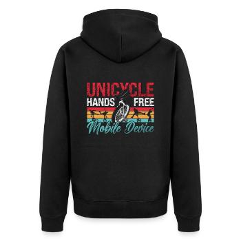 Unicycle Hands Free Mobile Retro Unicycle Rider - Unisex Premium Bio Zip Hoodie - Schwarz - Hinten - Nico (187cm)