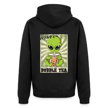 Boba Tea Alien Bubble Tea - Unisex Premium Bio Zip Hoodie - Schwarz - Hinten - Nico (187cm)