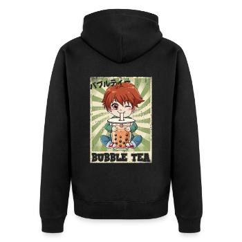 Boba Tea Anime Garçon Bubble Tea - Veste à capuche bio Premium Unisexe - noir - Dos - Nico (187cm)