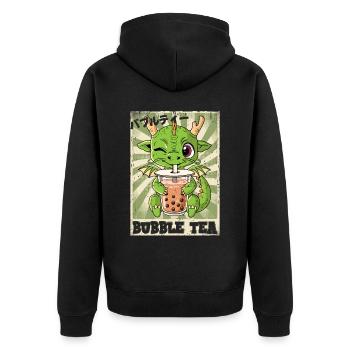 Boba Tea Drache Bubble Tea - Unisex Premium Bio Zip Hoodie - Schwarz - Hinten - Nico (187cm)