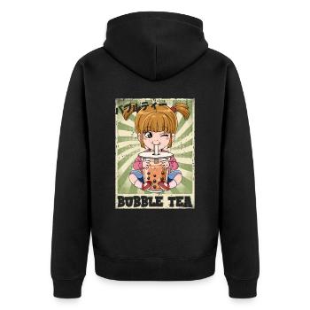 Boba Tea Mädchen Bubble Tea - Unisex Premium Bio Zip Hoodie - Schwarz - Hinten - Nico (187cm)