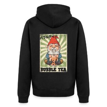 Boba Tea Gnom Bubble Tea - Unisex Premium Bio Zip Hoodie - Schwarz - Hinten - Nico (187cm)
