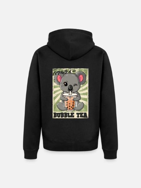 Boba Tea Koala Bubble Tea - Unisex Premium Organic Zip Hoodie - black