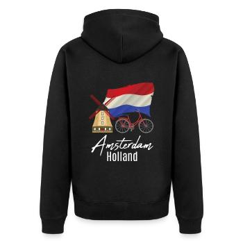 Nehterlands flag moulin à vent Pays-Bas - Veste à capuche bio Premium Unisexe - noir - Dos - Nico (187cm)