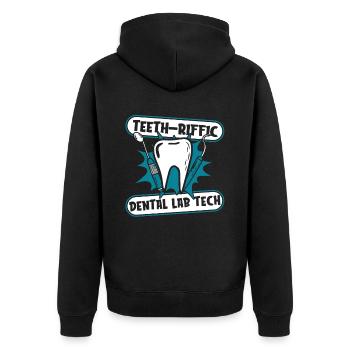 Teeth Riffic Dental Laboratory Dental Laboratory Dental Technician - Unisex Premium Organic Zip Hoodie - black - Back - Nico (187cm)