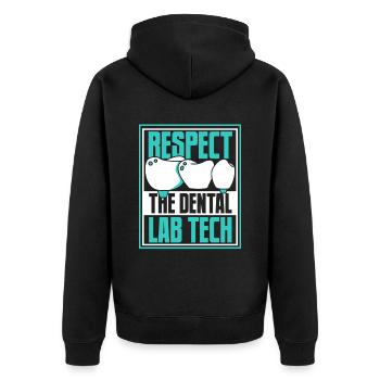 Respect Dental Technical Assistant Dental Laboratory - Unisex Premium Organic Zip Hoodie - black - Back - Nico (187cm)