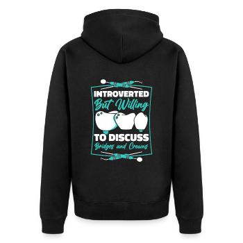 Introverted But Willing To Discuss Bridges Crowns - Unisex Premium Organic Zip Hoodie - black - Back - Nico (187cm)