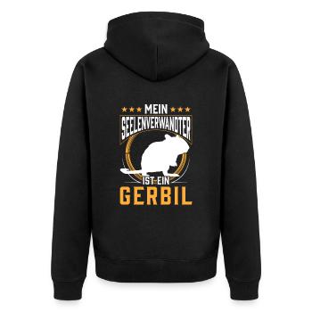 Rennmaus ist mein Seelenverwandter Rennratte - Unisex Premium Bio Zip Hoodie - Schwarz - Hinten - Nico (187cm)