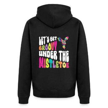 Lasst uns unter dem Mistelzweig grooven - Hippie - Unisex Premium Bio Zip Hoodie - Schwarz - Hinten - Nico (187cm)