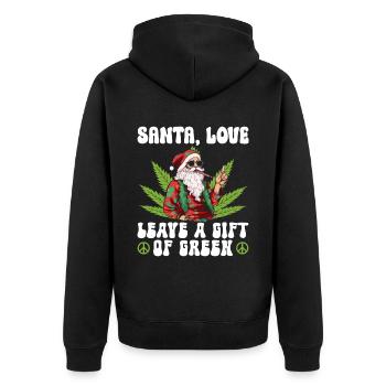 Le Père Noël et l’amour laissent un cadeau de vert - Hippie Gras - Veste à capuche bio Premium Unisexe - noir - Dos - Nico (187cm)