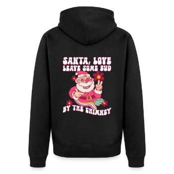 Santa, Love Leave Some Bud By The Chimney - Hippie - Unisex Premium Bio Zip Hoodie - Schwarz - Hinten - Nico (187cm)