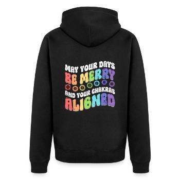 Hippie Christmas Chakra - Unisex Premium Bio Zip Hoodie - Schwarz - Hinten - Nico (187cm)