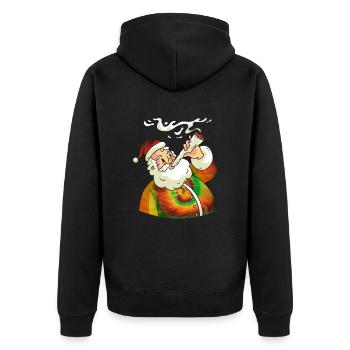 Hippie Weihnachtsmann mit Tye Dye Shirt - Hippie - Unisex Premium Bio Zip Hoodie - Schwarz - Hinten - Nico (187cm)