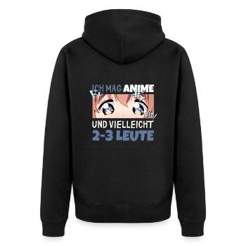 Sarkastisches Kawaii Statement für Manga-Liebhaber - Unisex Premium Bio Zip Hoodie - Schwarz - Hinten - Nico (187cm)