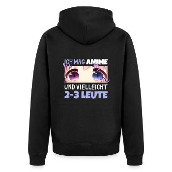 Sarkastisches Kawaii Statement für Manga-Liebhaber - Unisex Premium Bio Zip Hoodie - Schwarz - Hinten - Nico (187cm)
