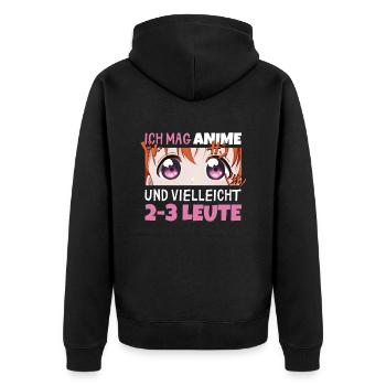 Sarkastisches Kawaii Statement für Manga-Liebhaber - Unisex Premium Bio Zip Hoodie - Schwarz - Hinten - Nico (187cm)